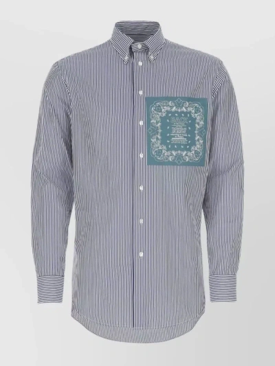 Etro Patterned Shirt With Distinct Collar And Cuffs In Blue