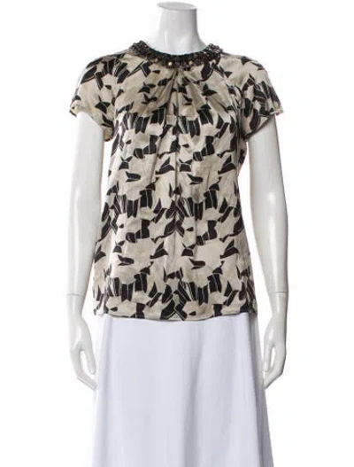 Pre-owned Etro Patterned Short Sleeve Blouse In Gold