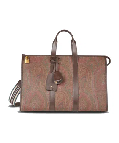 Etro Patterned Shoulder Bag In Brown