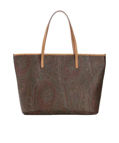 Etro Patterned Shoulder Bag In Brown