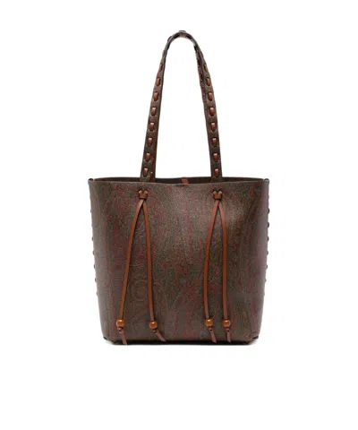 Etro Patterned Shoulder Bag In Brown