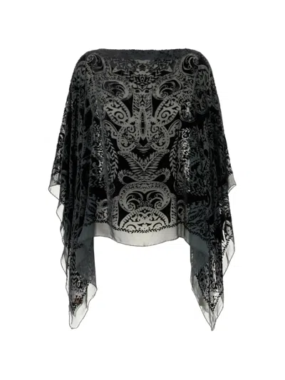 Etro Patterned Silk Blouse In Black