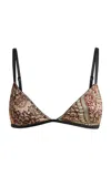 Etro Patterned Silk Bra In Brown