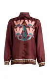 Etro Patterned Silk Button-up Shirt In Burgundy