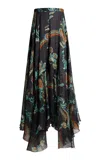 Etro Patterned Silk Maxi Skirt In Black