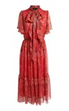 Etro Patterned Silk Midi Dress In Red