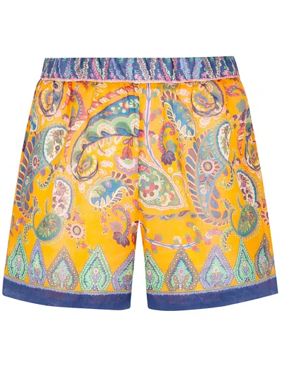 Etro Patterned Silk Shorts In Multi
