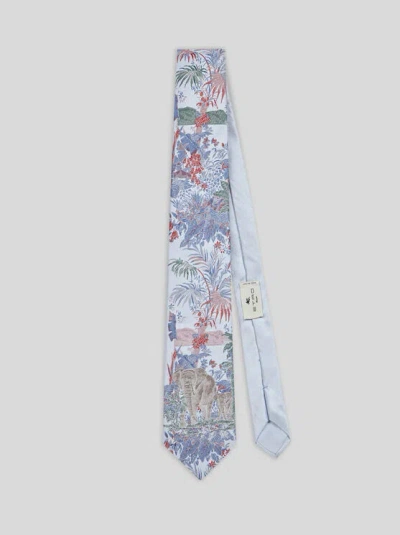 Etro Patterned Silk Tie In Light Blue