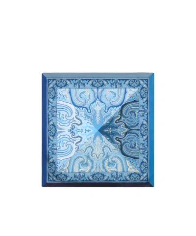 Etro Patterned Silk Twill Pocket Square In Blue