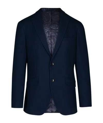 Etro Notched-lapel Single-breasted Blazer In Navy
