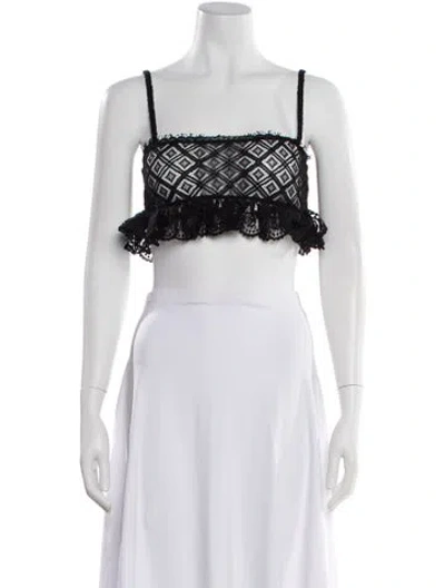 Pre-owned Etro Patterned Square Neckline Crop Top In Black