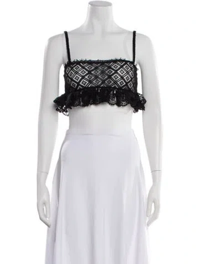 Pre-owned Etro Patterned Square Neckline Crop Top In Black