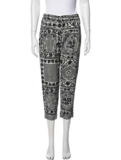 Pre-owned Etro Patterned Straight Leg Pants In Black