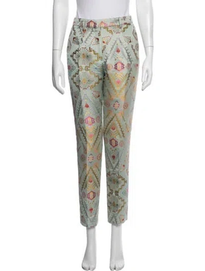 Pre-owned Etro Patterned Straight Leg Pants In Blue