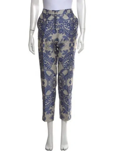 Pre-owned Etro Patterned Straight Leg Pants In Blue
