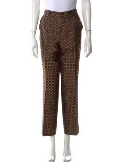 Pre-owned Etro Patterned Straight Leg Pants In Brown