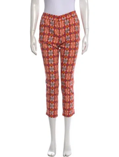 Pre-owned Etro Patterned Straight Leg Pants In Orange