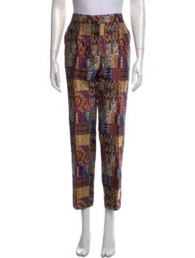 Pre-owned Etro Patterned Straight Leg Pants In Red