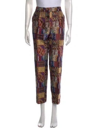Pre-owned Etro Patterned Straight Leg Pants In Red