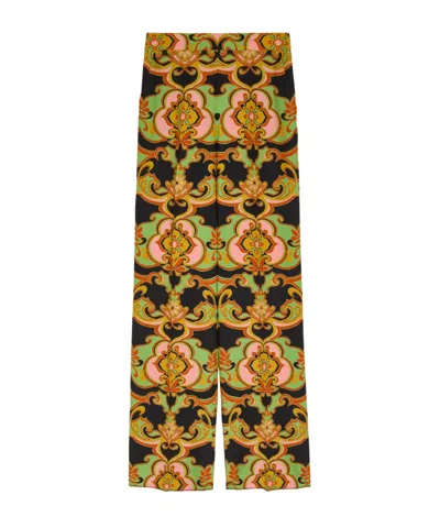 Etro Patterned Straight-leg Silk Trousers In Multi