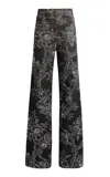 Etro Patterned Stretch-denim Flared Jeans In Black