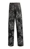 Etro Patterned Stretch-denim Straight-leg Jeans In Black