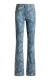 Etro Patterned Stretch-denim Bootcut Jeans In Red