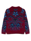 Etro Wool Sweater Floral Pattern In Burgundy