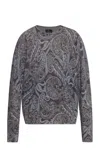 Etro Paisley Ribbed Wool Sweater In Gray