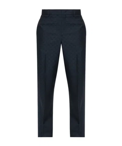 Etro Patterned Tailored Pants In Blue
