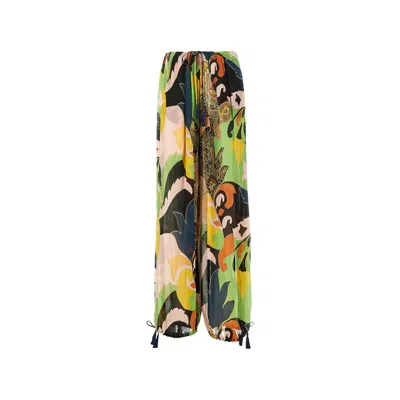 Etro Womens Wide Trousers Tassels Floral Print In Multi