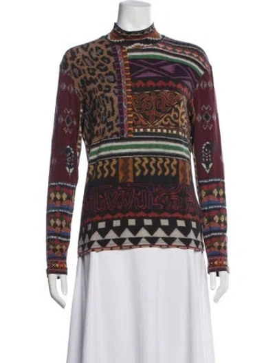 Pre-owned Etro Patterned Turtleneck Sweater In Black