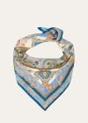 ETRO PATTERNED TWO-TONE SILK SCARF WITH GROMMET