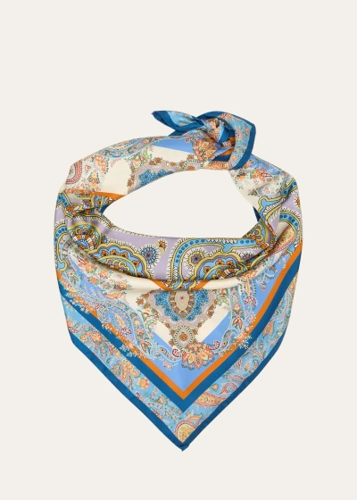 Etro Patterned Two-tone Silk Scarf With Grommet In X0880 Stampa Fdo