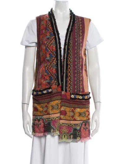 Pre-owned Etro Patterned Vest In Orange