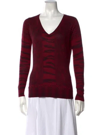 Pre-owned Etro Patterned V-neck Sweater In Red
