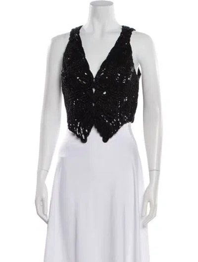 Pre-owned Etro Patterned V-neck Top In Black