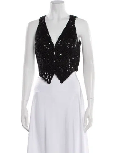 Pre-owned Etro Patterned V-neck Top In Black