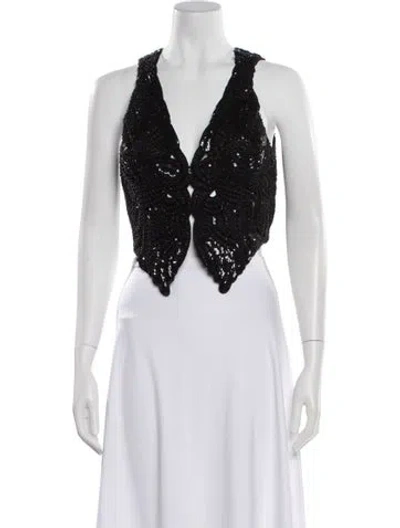 Pre-owned Etro Patterned V-neck Top In Black