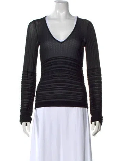 Pre-owned Etro Patterned V-neck Top In Black