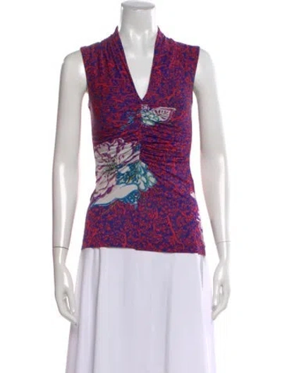 Pre-owned Etro Patterned V-neck Top In Multi