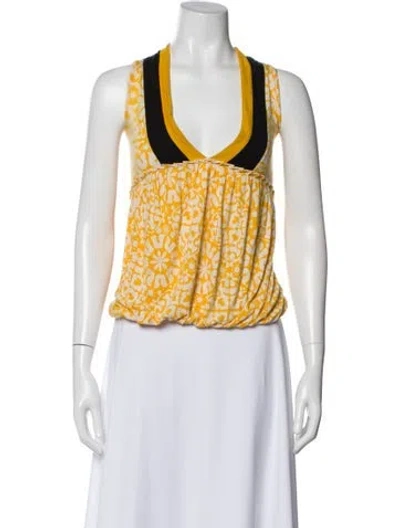 Pre-owned Etro Patterned V-neck Top In White