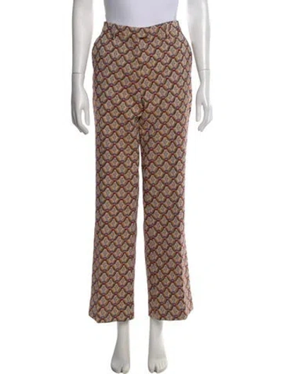 Pre-owned Etro Patterned Wide Leg Pants In Brown