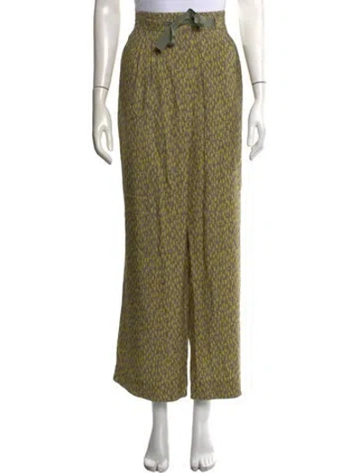 Pre-owned Etro Patterned Wide Leg Pants In Green