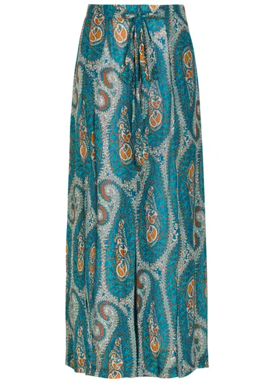 Etro Patterned Wide-leg Trousers In Blue
