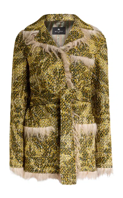 Etro Patterned Wool Jacket In Green