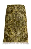 Etro Patterned Wool Midi Skirt In Green