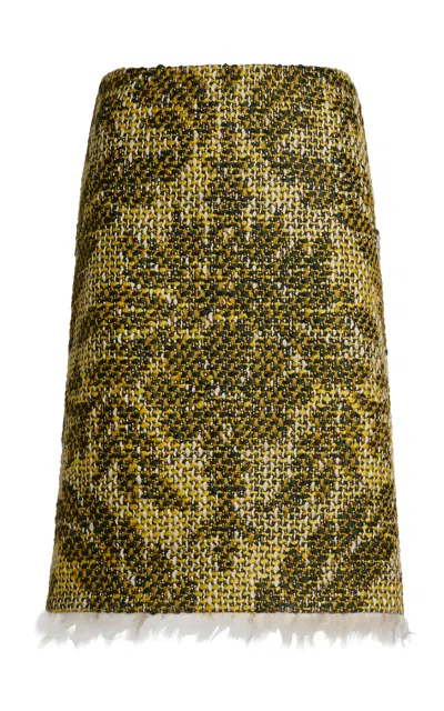 Etro Patterned Wool Midi Skirt In Green