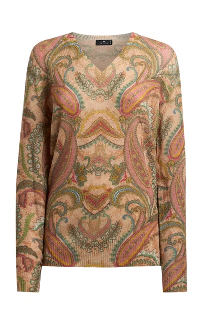 Etro Patterned Wool Sweater In Multi