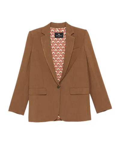ETRO ETRO PATTERN-LINED SINGLE-BREASTED BLAZER